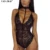 2017 Chic Choker Bodysuit Women Lace Up Spaghetti Straps Jumpsuit and Rompers Ladies Hollow Out Transparent Overalls KWH0194-45