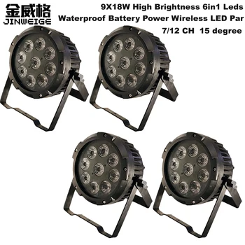 

Free Shipping 4pcs/Lot Waterproof Led Party 6in1 9X18W Led Battery Led Par Powered Wireless Uplights Event Lighting Rental
