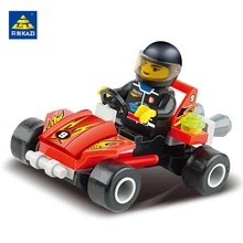 KAZI Mini Racer Racing Car Building Blocks Toys Minifigure Boy Brinquedos Compatible with lego