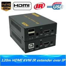 High Quality 120m HDMI USB KVM Over IP Extender HD 1080P HDMI KVM IR Extender Via RJ45 Cat5e Cat6 Cable Support Keyboard & Mouse