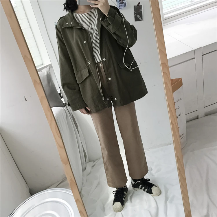 Южная Корея ulzzang колледж ветер Длинная Куртка Bf студентов диких с длинным рукавом