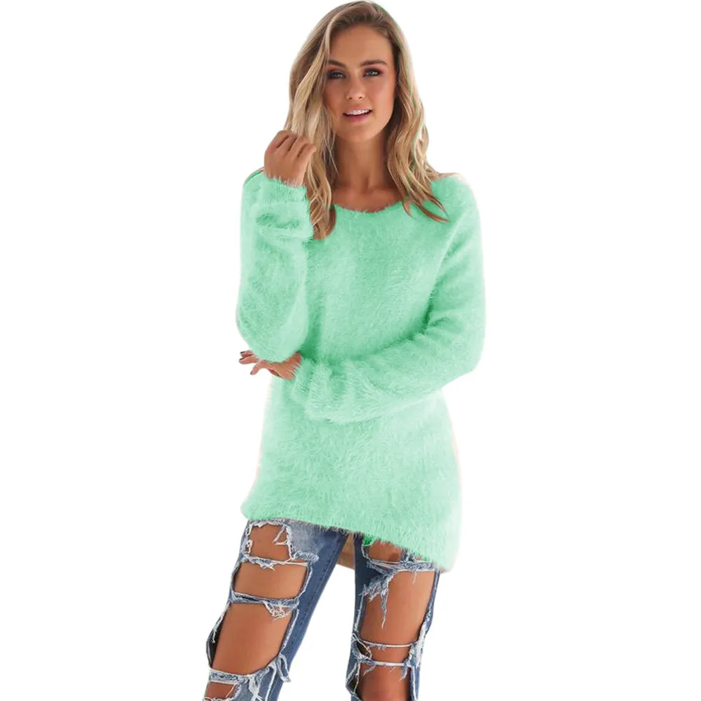 New Hot Women Autumn Winter Fleece Warm Sweaters Long Sleeve Solid Jumper Pullover Tops Bottoming Blouse Shirts Plus Size#QQ