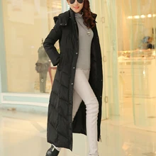 Модное женское пальто на утином пуху Длинная Куртка парка для женщин зимняя одежда черный синий красный xxxxl 2xl 3xl 4xl
