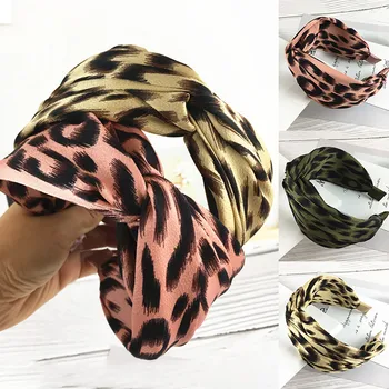 

Fashion 2019 Casual Party Hairband Women's leopard-print headband with hair band bow cross tie headband headband L409T
