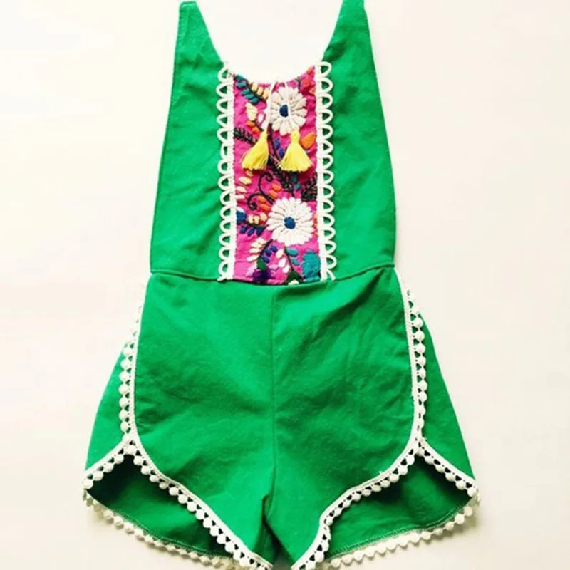2016 European&Americ Stlye Green Overalls Kids Girl Fasthion Print