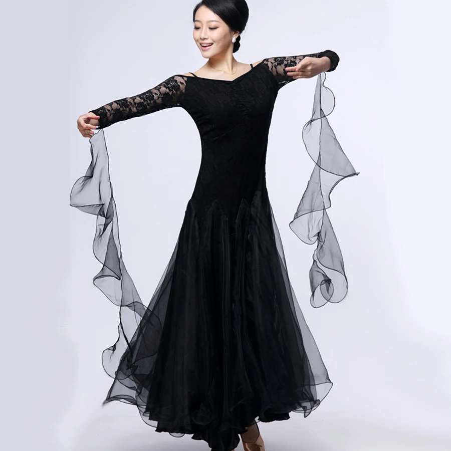 Бальное платье, для вальса платья черный/красный/розовый платья для Танцы Стандартный Новинка Современная Танцевальная юбка