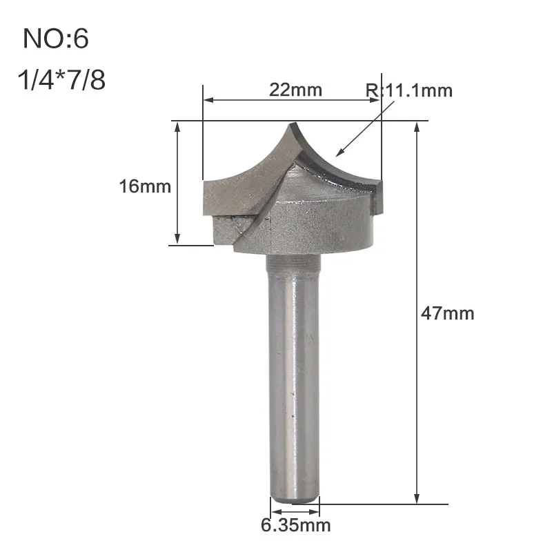 1 шт. 1/" 1/2" хвостовик деревообрабатывающий резак двойная фреза для отделки кромки биты для карбида дерева деревообрабатывающие гравировальные инструменты резьба бит - Длина режущей кромки: NO6
