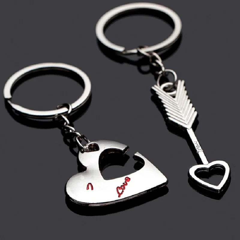 

1 Pair New Couple Heart Keychain Key Chain Lover Romantic Creative Birthday Gift chaveiros