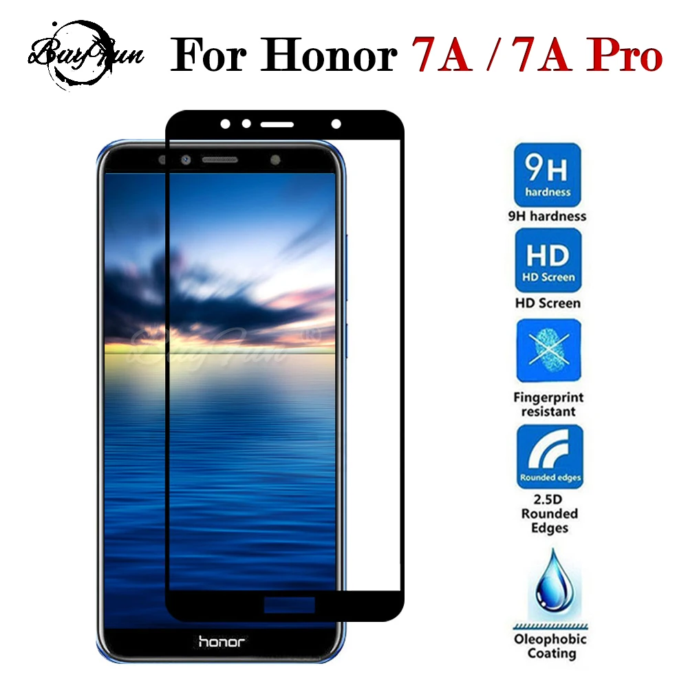 

Protective Glass On The Honor 7A Tempered Glas For Huawei Honor7A Pro 7APro A7 7 A Screen Protector Full Cover Protect Film 5.7