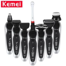 Kemei KM-8867 7 в 1 Мужской 3D многофункциональный триммер для бороды перезаряжаемая Бритва для мужчин станок для бритья зубная щетка электробритва
