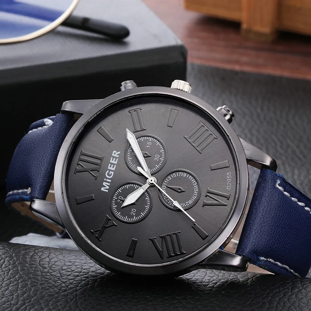 

High Quality Roman Black Dial Watch Man Fashion Stainless Steel Case Retro Design Quartz Watches Relogio Masculino Wristwatch F4
