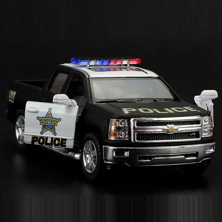 

High Simulation Exquisite Diecasts&Toy Vehicles: KiNSMART Car Styling Chevrolet Silverado Police CCar 1:46 Alloy Diecast Model