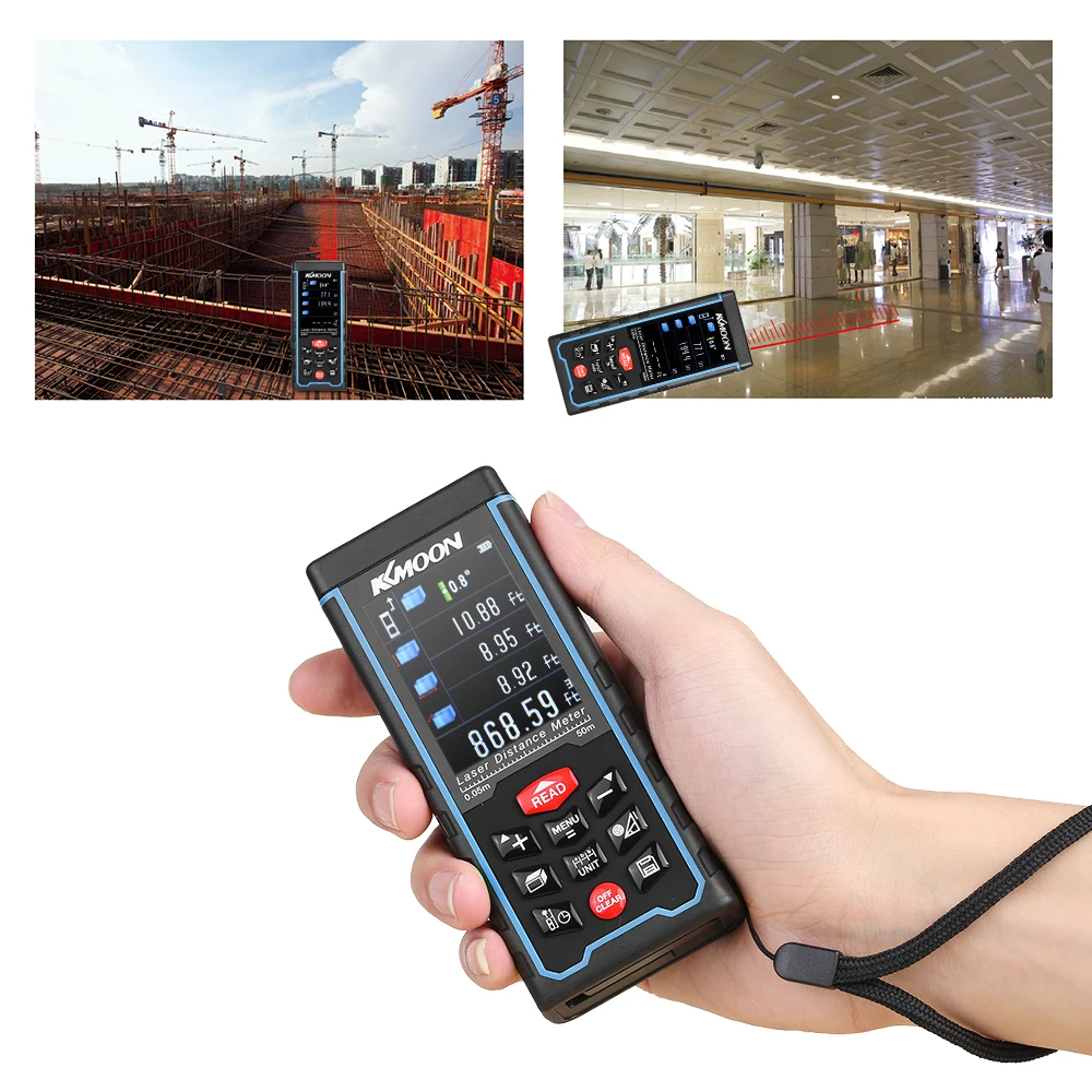 

KKmoon 70m Portable Handheld Rechargeable Digital Laser Distance Meter Color Display Range Finder Area Volume Measurement