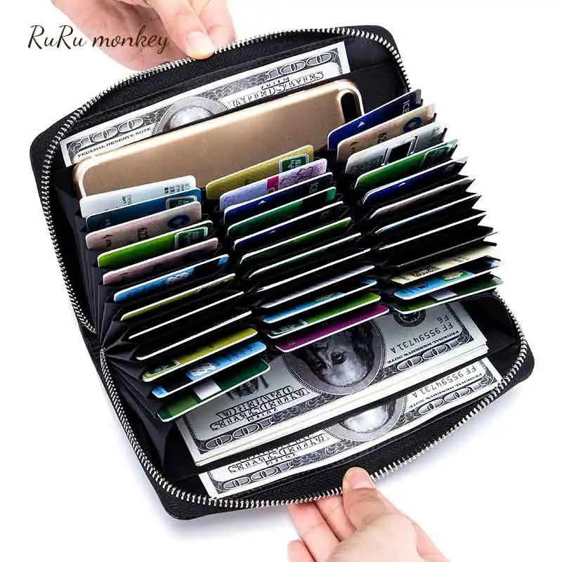 

Wallet Simple Purse Card Id Photo Holder Leather Organ Card Long Wallet Passport Bag Large Multi-function Business Package