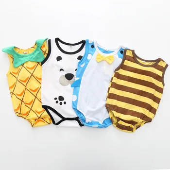 

Summer Cartoon Baby Bodysuit Boys Clothes Baby Girl Jumpsuits Newborn Clothes Sleeveless 100% Cotton One-Piece Clothing DS9