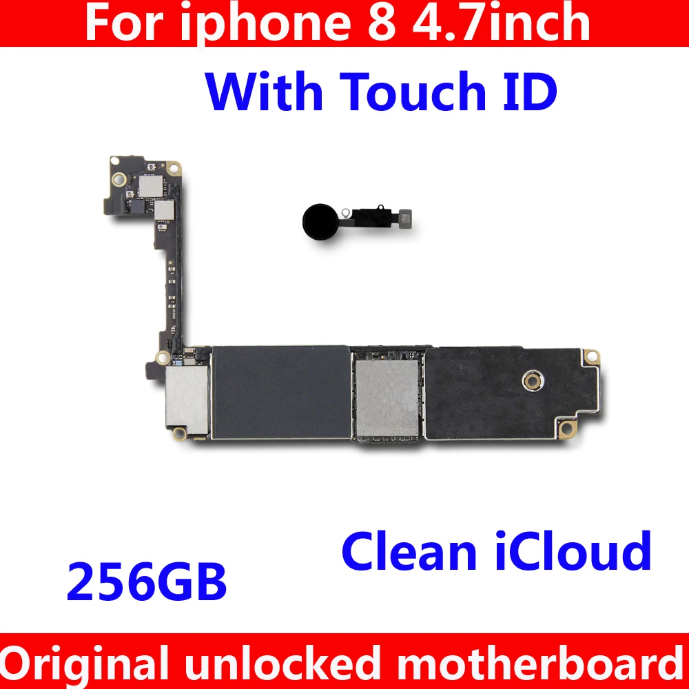 

Free iCloud IOS system mainboard for iphone 8 256GB unlocked motherboard with / NO touch ID Original Logic board phone circuits