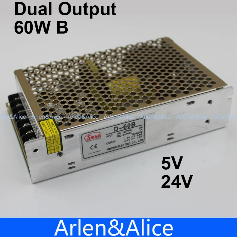 D 60W B Двойной выход 5V 24V импульсный источник питания AC к DC DC3A DC1.8A | Обустройство