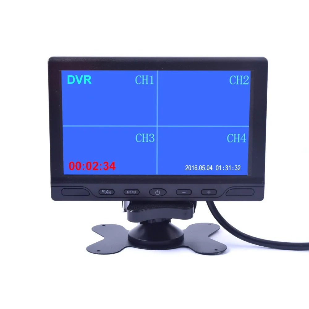 7 inch Car Truck Quad Split Monitor with Built-in DVR Video Recording 4 Channels Quad Display RCA Input for Trailer Camper Motor