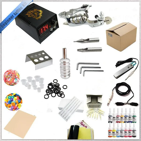 

Professional Tattoo Kit Tattoo Ink Sets Machines Power Supply Needles Permanent Make Up Tattoo Beginner Grips Kits Body Art