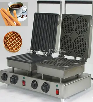 

Free Shipping 2 in 1 Waffle Baking System 110v 220v Electric Commercial Churro Machine and Mini Waffle Maker Baker Machine Iron