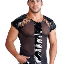 Сексуальное женское белье Европа Сексуальная ПВХ резиновая латексная Мужская футболка эротическая майка для геев подтяжки Фетиш L937