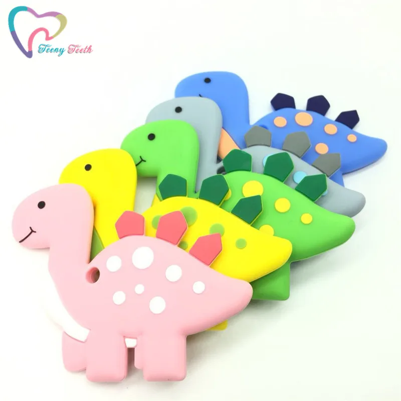 Baby Silicone Teether Dinosaur Toy Newborn Teething Chewable Molars Toy 5 Colors