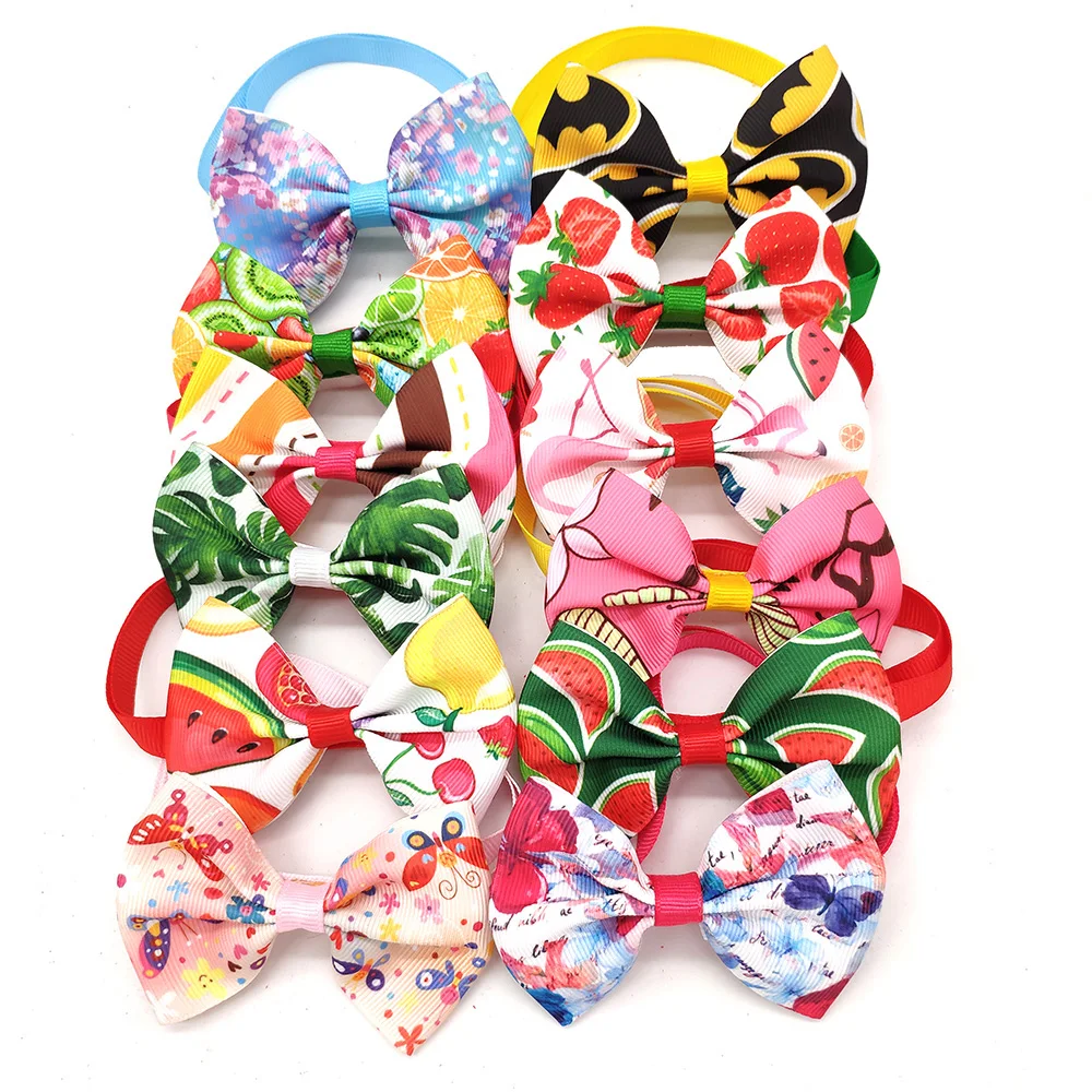 

10 Pcs Pet Product Summer Fruit Ribbon Dog Cat Bow Ties Adjustable Strap Dog Collar Necktie Dog Accessories For Small Large Dogs