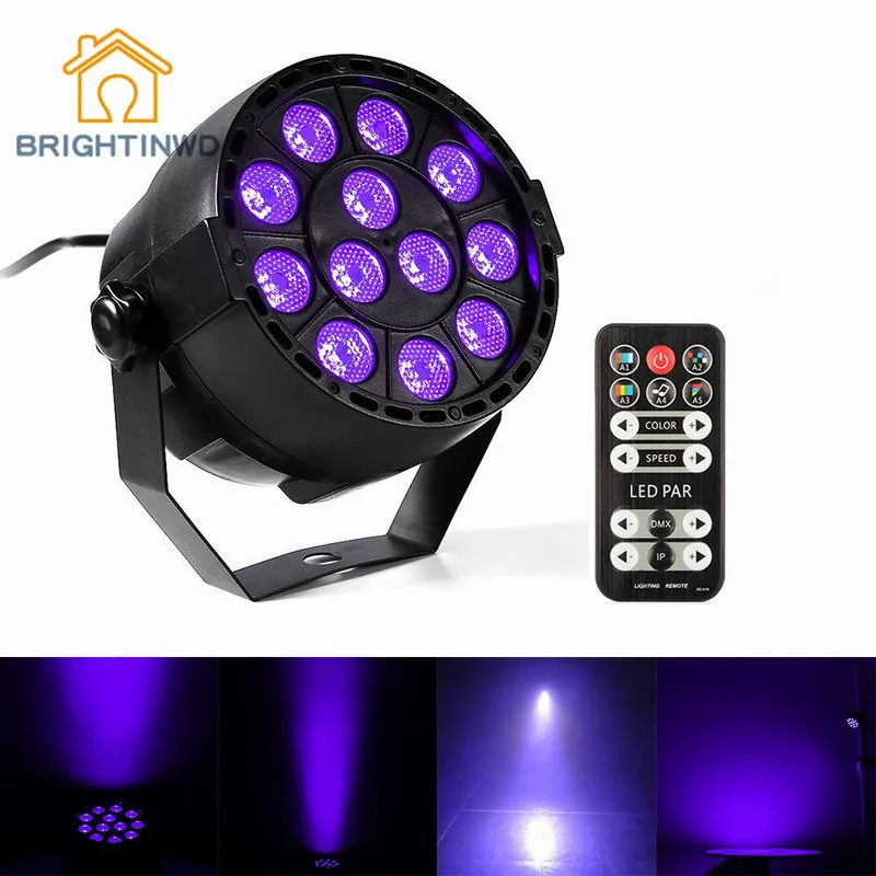 

BRIGHTINWD Stage Lamp 12 UV Purple Light Led Christmas Lamps Remote Control KTV Flash Stage Lighting Explosion Black