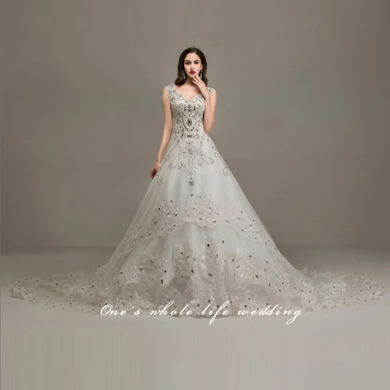 Vestido де Noiva 2016 новинка роскошная линия кружева свадебные платья с обширными