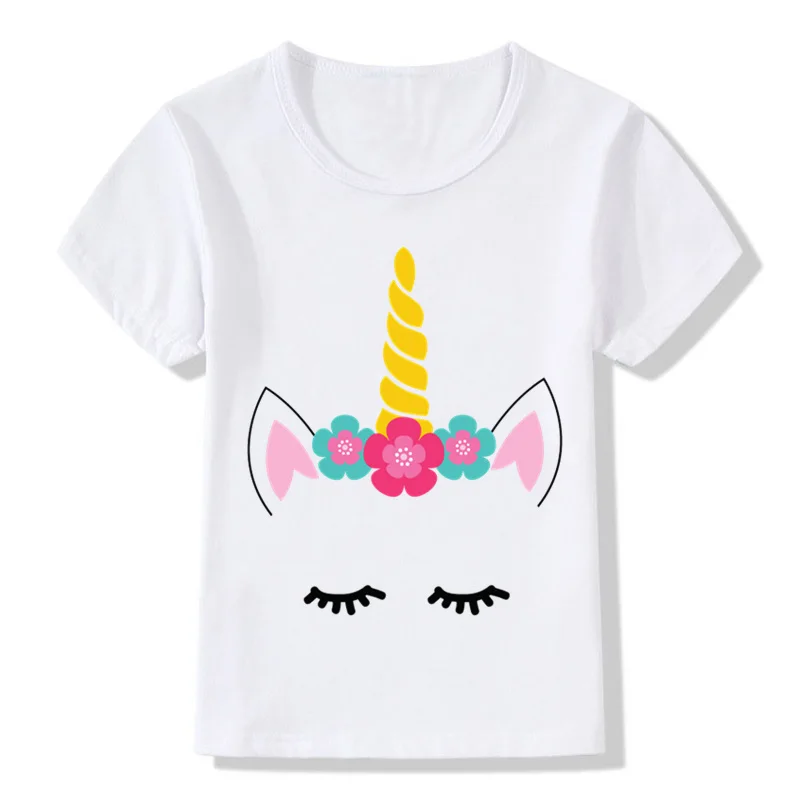Забавная детская футболка с милым единорогом летняя белая футболка в стиле Харадзюку для маленьких мальчиков и девочек детская одежда с героями мультфильмов HKP5177