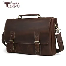 2017 new Vintage Crazy Horse Briefcases Men Genuine Leather Messenger Bags 14 Laptop Handbags Cow Leather Business Bag Russian yupinxuan vintage crazy horse briefcases men genuine leather messenger bags 14 laptop handbags cow leather business bag russian