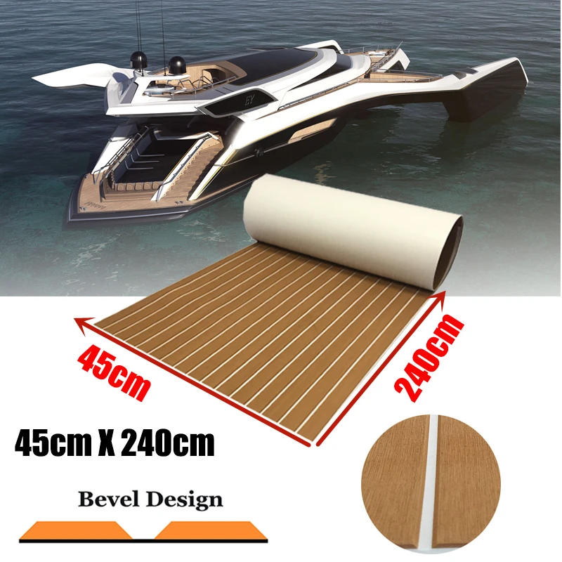

EVA Teak Decking Sheet For Boat Yacht Marine Flooring No-Slip Carpet Upgraded 45cmX240cm Light Brown In White Boat Accessories
