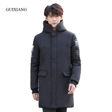 2017 new arrival style men boutique long feather parkas fashion casual hooded men’s solid thick cotton padded clothes size M-3XL