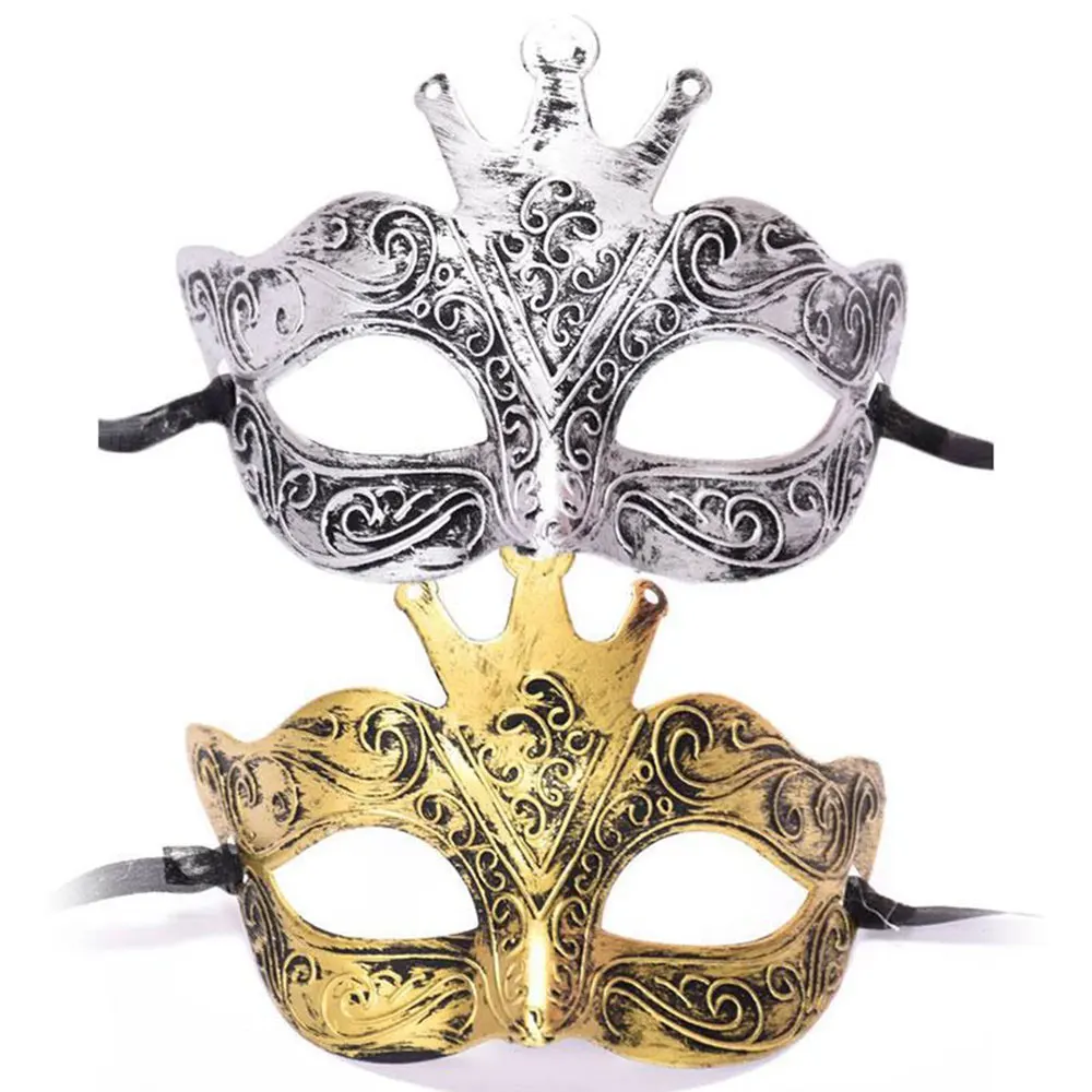 

Party Retro Male Jazz Bronze Face Half Mask Props Antique Gold/Antique Silver