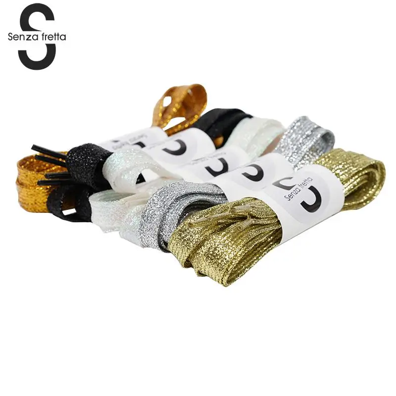 

Senza Fretta Shiny Flat Shoelaces Shoe Laces High Quality Brand Fashion Shoelaces Shoes Strings 110cm/43" One Pair LDD0262