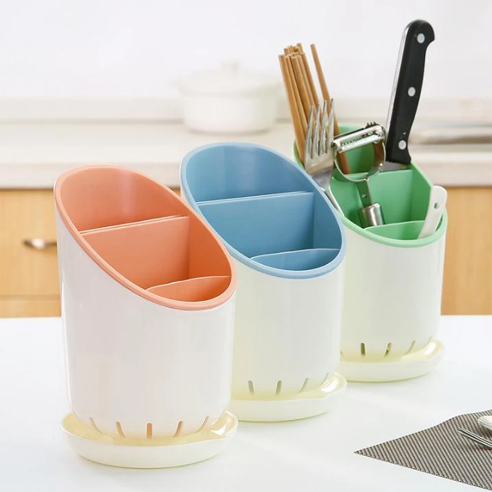 

3 Layer Cutlery Holder Drainer Rack Plastic Chopsticks Storage Tube Kitchen Storage Box Spoon Fork Shelf Organizer Prateleira