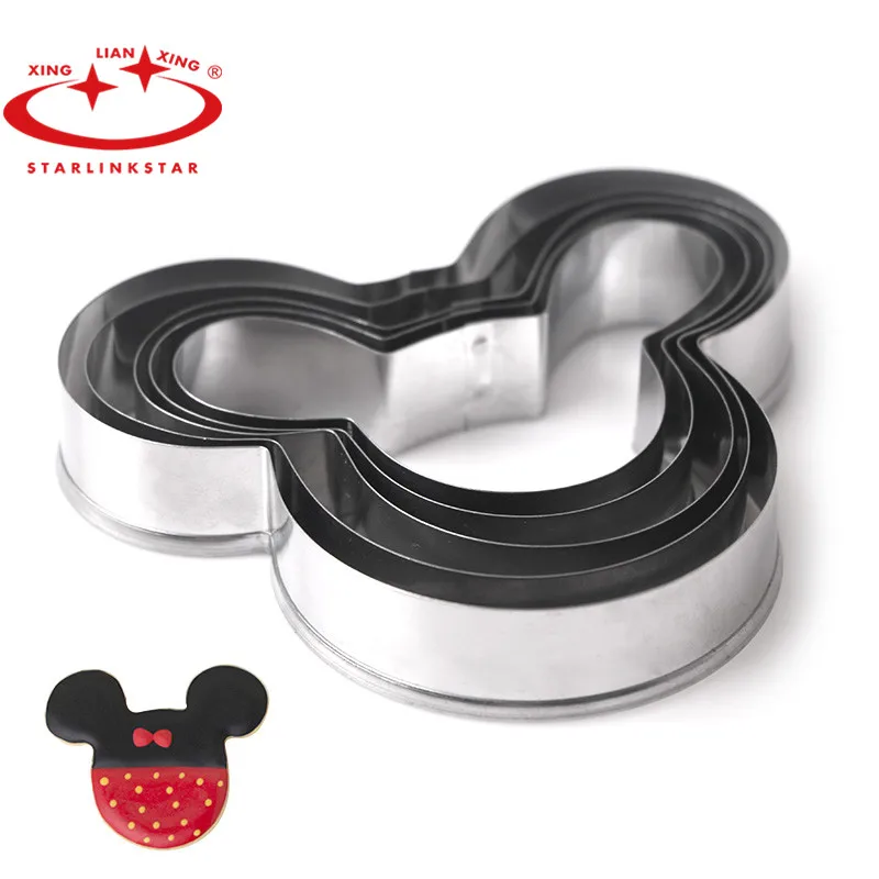 

5 PCs/Set Mickey cake mold Kitchen Bakeware Baking Tools Biscuit Mickey Cookie Cutter and Cookie Stamps