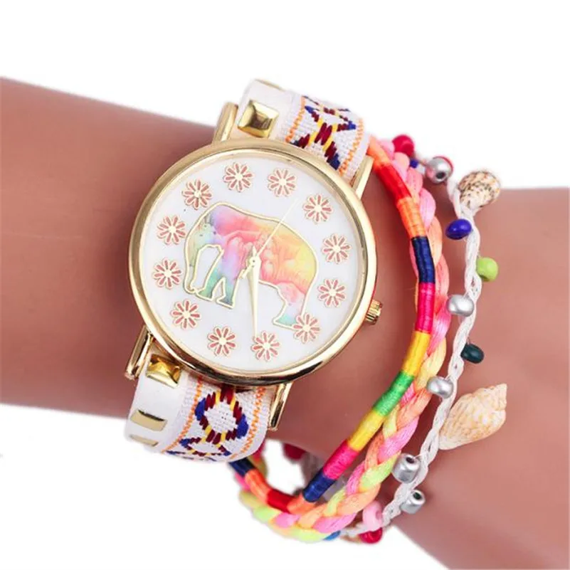 Fashion Women Elephant Pattern Knitting Dial Quartz Casual Wrist Watch Bracelet Watch Wrist Watch Relogio Feminino #2AP27 (4)