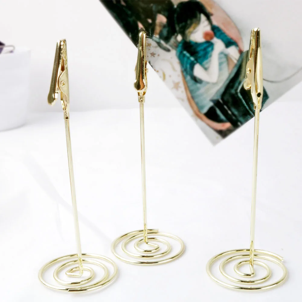 

2017 New Gold Design Metal Notes Clip Creative Message Photo Clip Stand Memo Clip Note Holder Card Holder