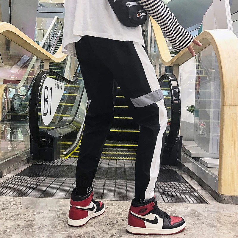 Fashion Casual Men's Harem Pants Autumn And Winter New M-5XL Color Matching Slim Feet Pants Personality Youth Popular