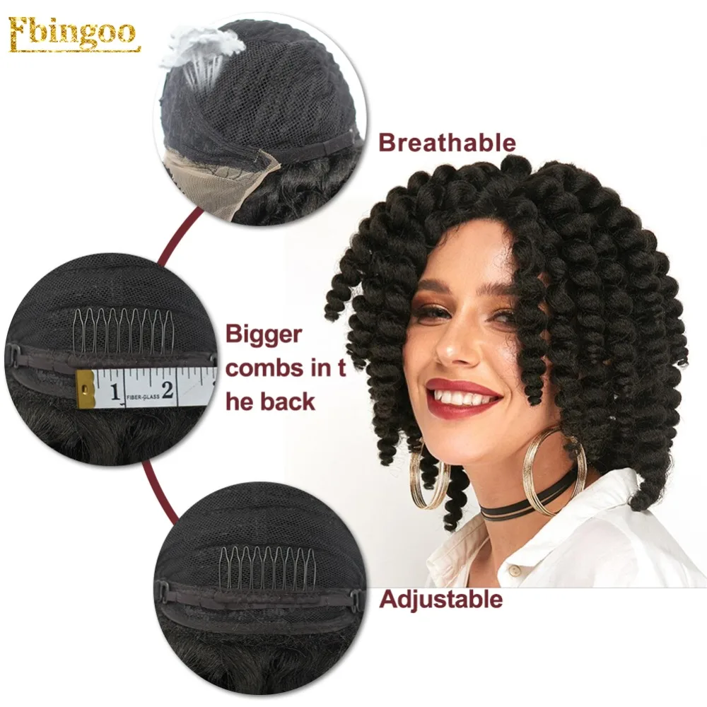 Ebingoo короткий кудрявый Futura волокно черный синтетический парик на кружеве с детскими волосами надувной Уникальный для женщин бренд стиль