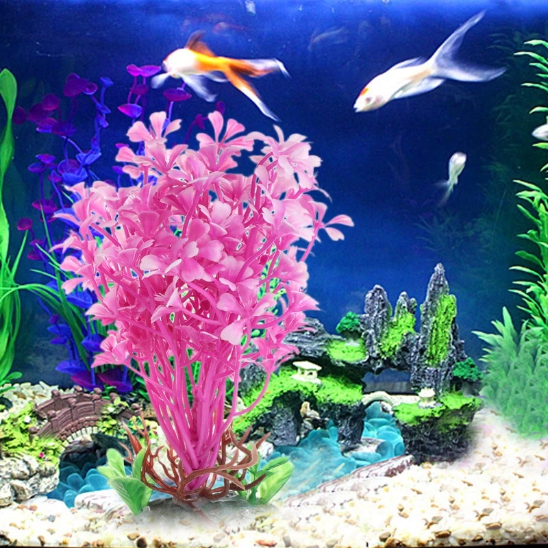 Aquatic Plants Pink Flower With Ceramic Base Fish Tank Aquarium Foreground Decorin Decorations