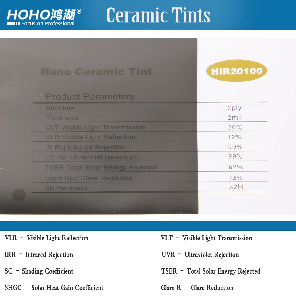 100FT Nano Керамика Оттенок Фильм 20% VLT 62% тсер 99% IR 99% УФ отказ профессиональные пленки для автомобиля/здания окно винил