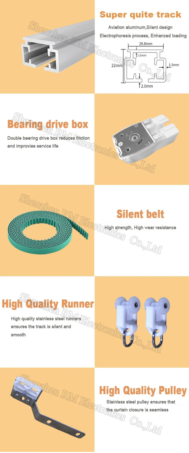 Trilha elétrica super silenciosa customizável da cortina de 2 m para o motor de xiaomi aaqra b1