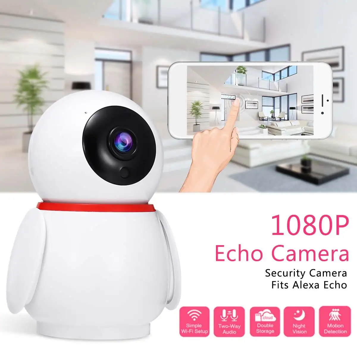 

1080p Home Security Ip Wifi Camera Wifi Infrered Night Vision Alexa for Echo Cctv Mini