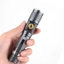 HobbyLane Portable Mini LED Flashlight Zoom Function Ultra Bright 3 Modes T6 Electric Torch with Pen Clip for Outdoor Activities