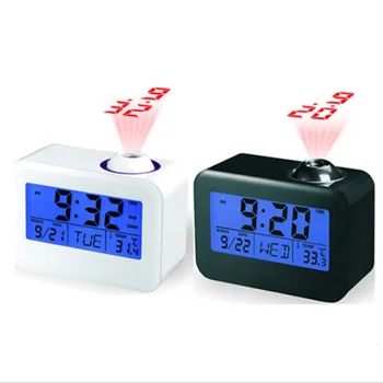 

Time Projection Alarm Clock LED Digital Clock Date Snooze Function Backlight Projecting Table Clocks with Calendar Temperature