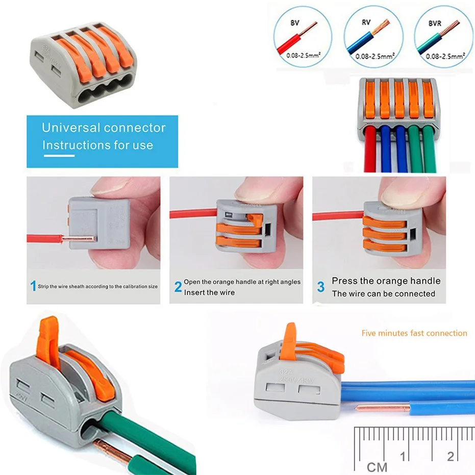 20 штук Электрический Кабельный соединитель PCT-212 PCT-213 PCT-214 PCT-215 2/3/4/5 способ многоразовые весна рычаг клеммной колодки