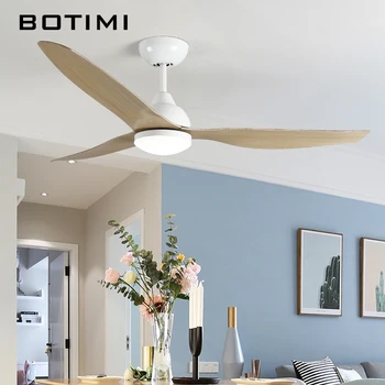 

BOTIMI New Arrival 52 Inch LED Ceiling Fan Modern Fan Lights Remote Cooling Ceiling Fans Home Lighting Fan Lamps Fixtures