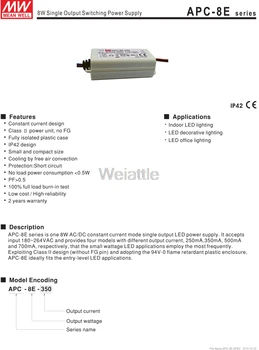 

MEAN WELL original APC-8E-500 16V 500mA meanwell APC-8E 16V 8W Single Output LED Switching Power Supply